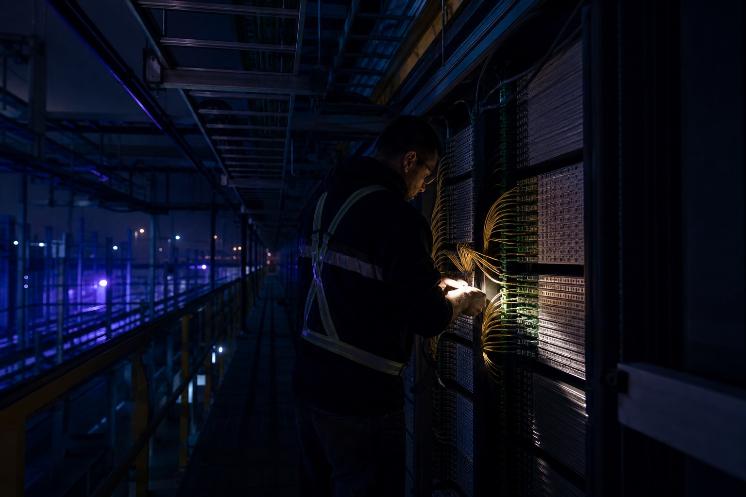 A network engineer maintaining communications infrastructure